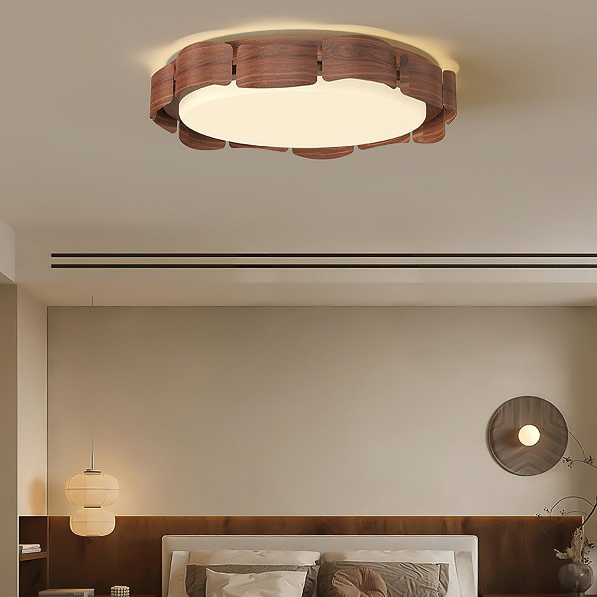 Ardura lampada da soffitto LED in legno di noce