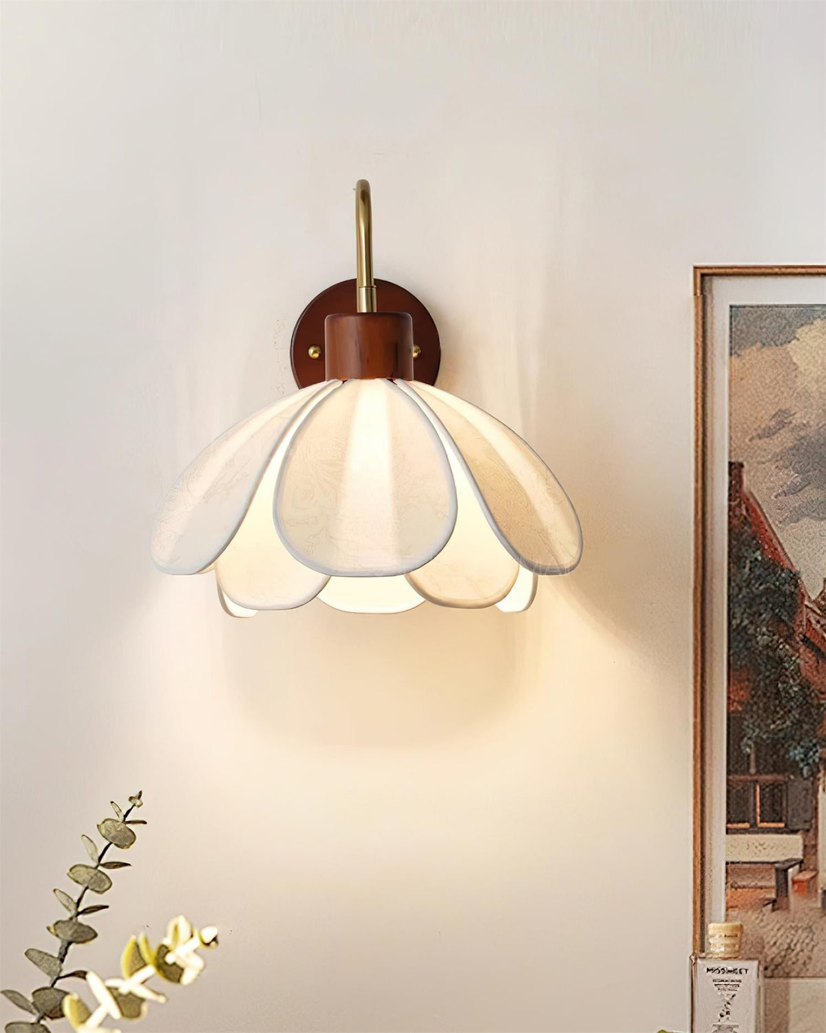 Florayne lampada da parete vintage in vetro Finito a fiore