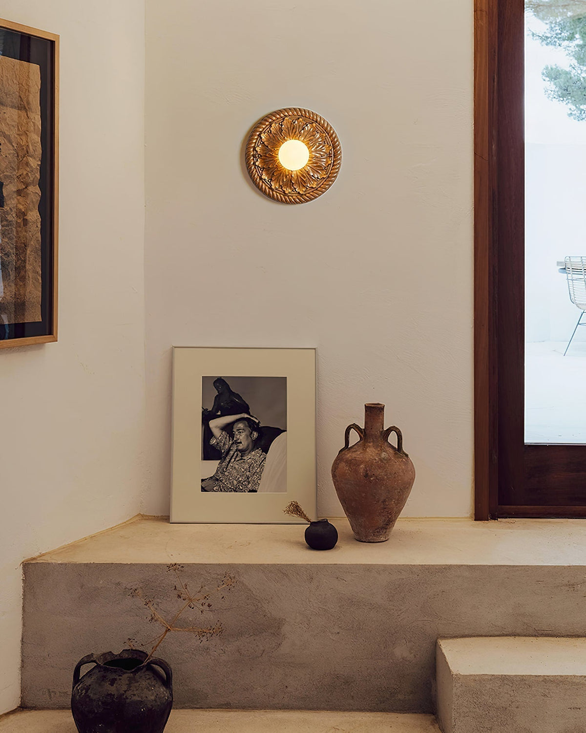 Sira plafoniera vintage Intagliata in legno