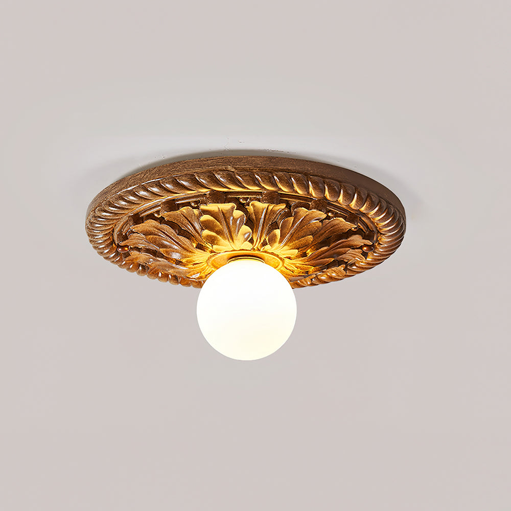Sira plafoniera vintage Intagliata in legno