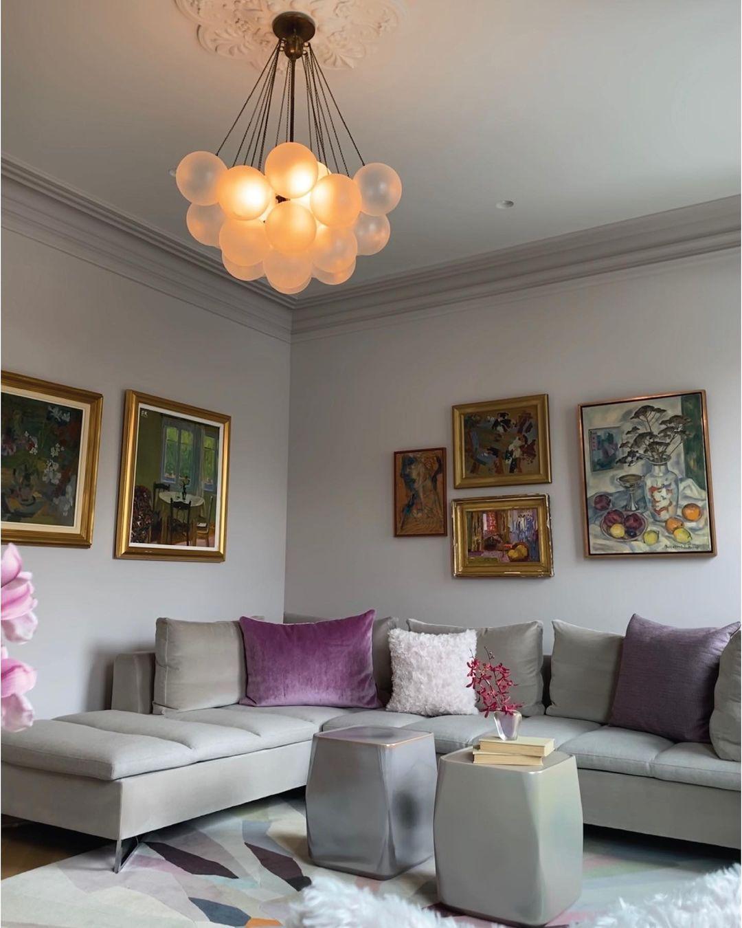 Lustra Lux Lampadario con Bolle in Vetro Satinato - Relic Pieces