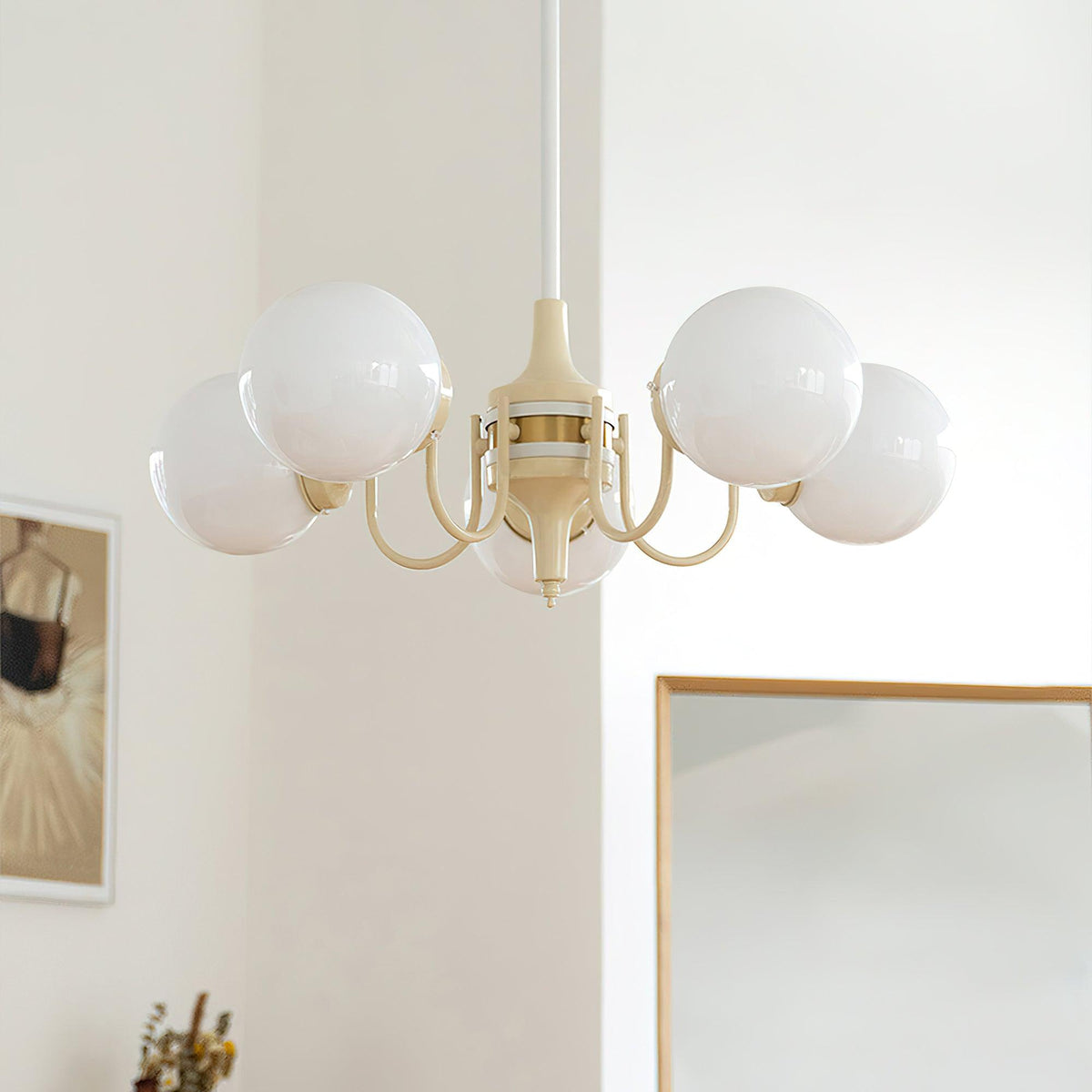 Elauian lampadario sfera Crema moderno