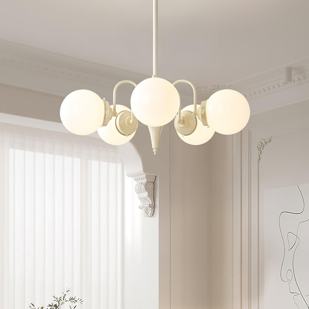 Elauian lampadario sfera Crema moderno