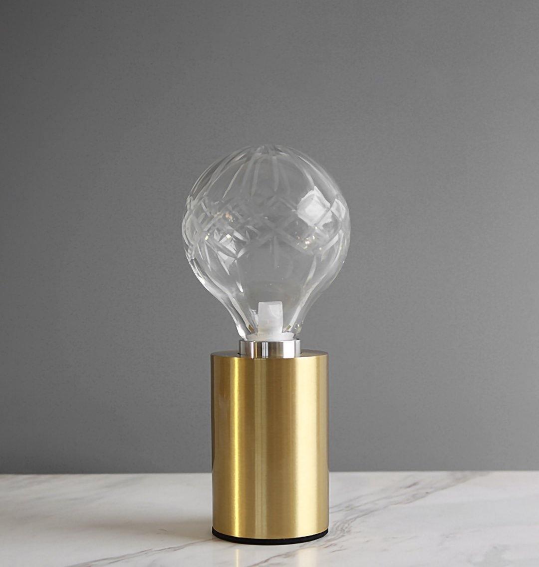 Lyrician lampada da tavolo in ottone e vetro industriale