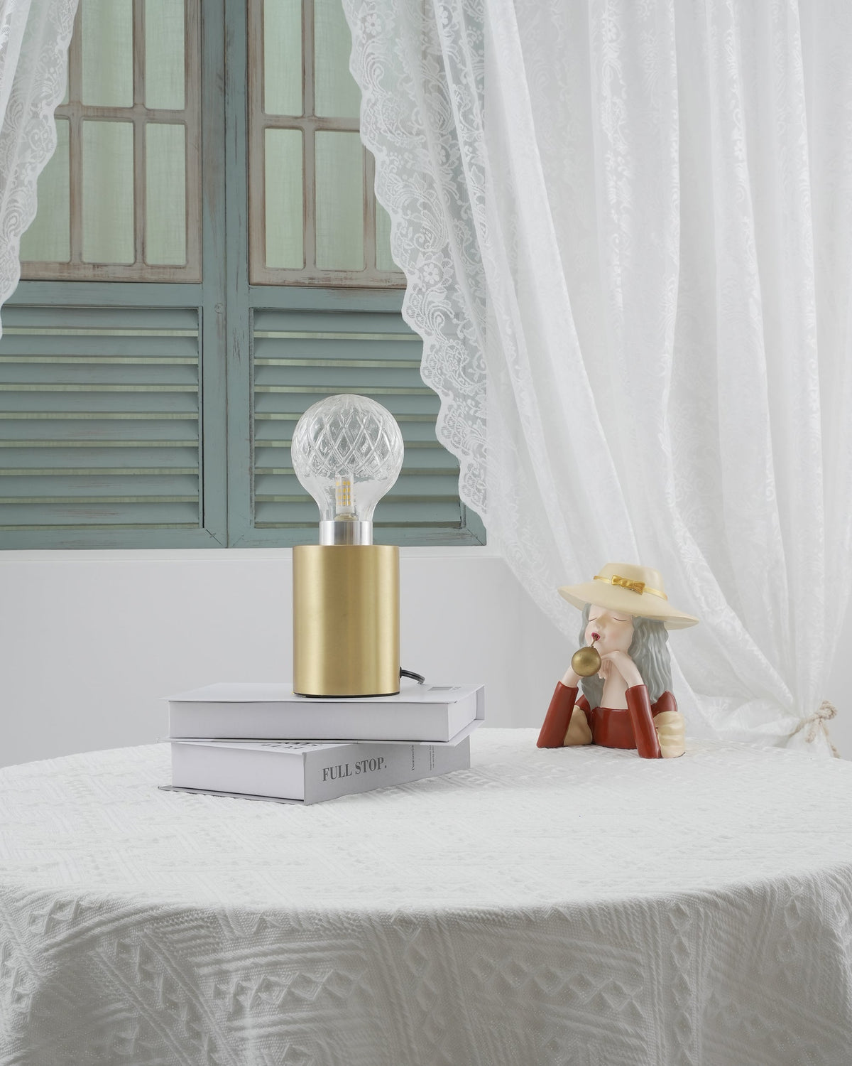 Lyrician lampada da tavolo in ottone e vetro industriale