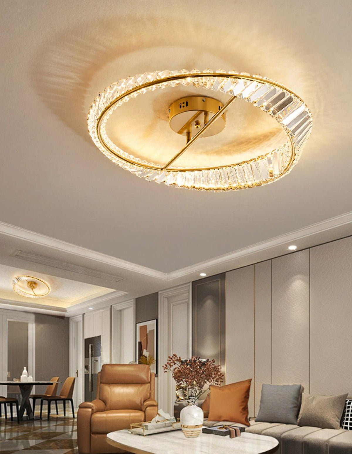 Elyaniella lampada da soffitto Anelli in cristallo Acciaio inox