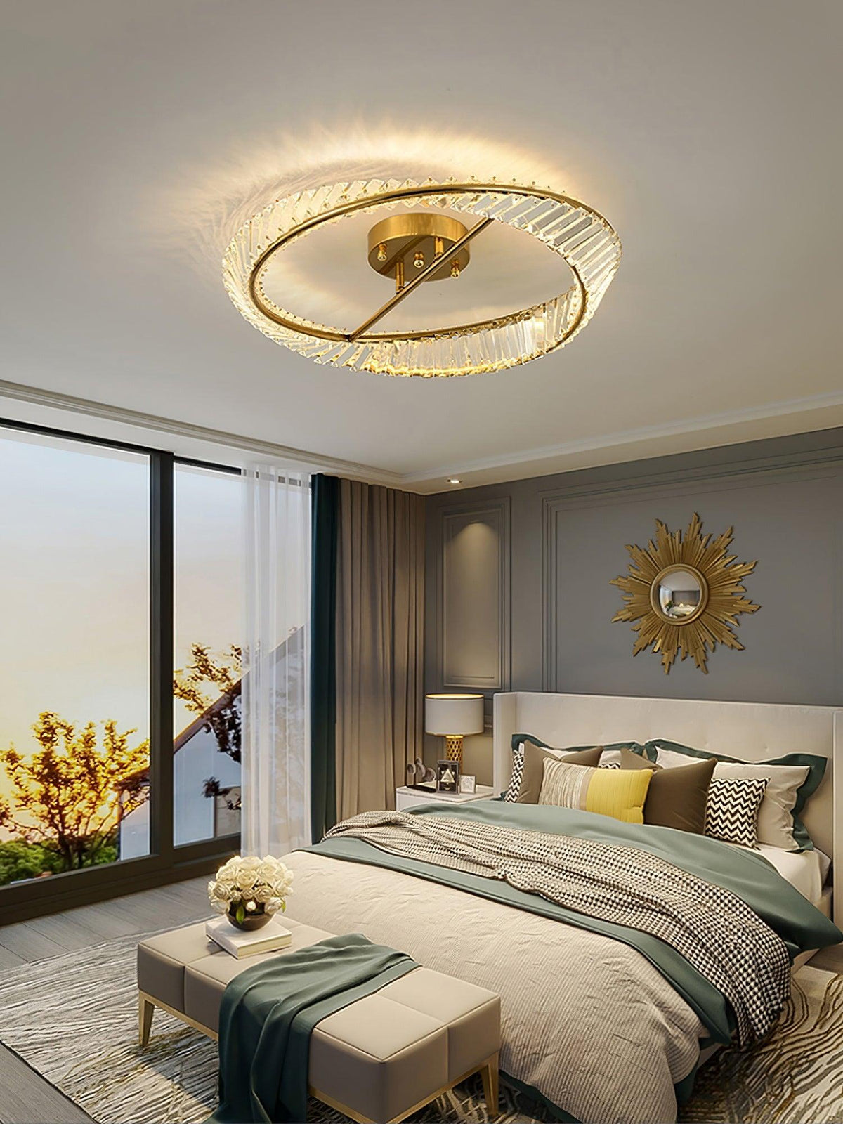 Elyaniella lampada da soffitto Anelli in cristallo Acciaio inox
