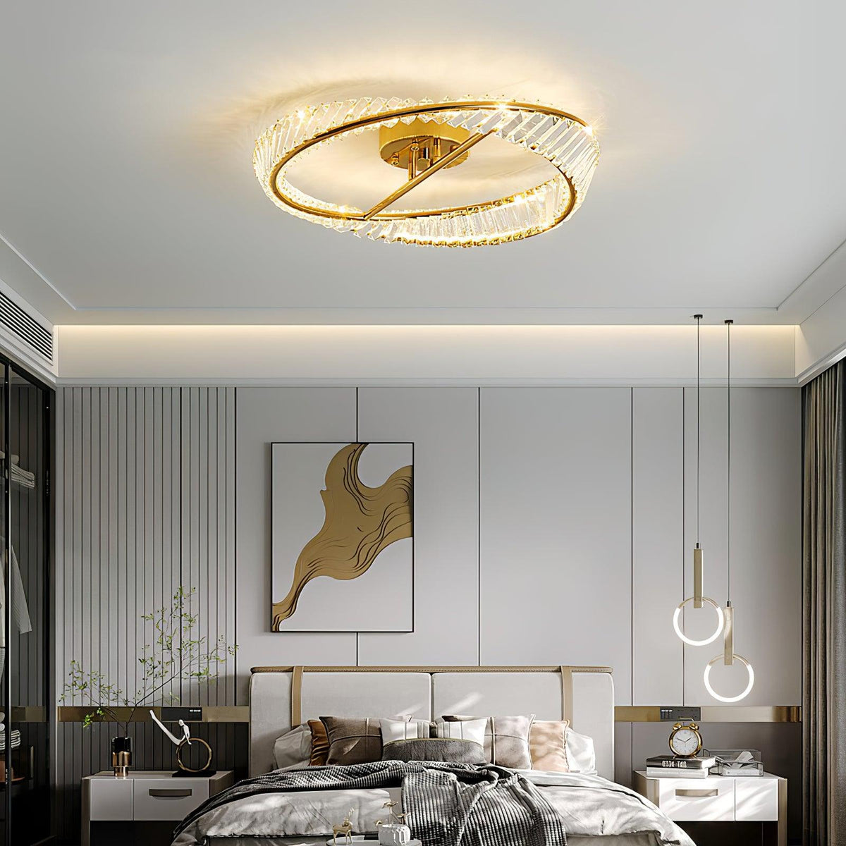 Elyaniella lampada da soffitto Anelli in cristallo Acciaio inox