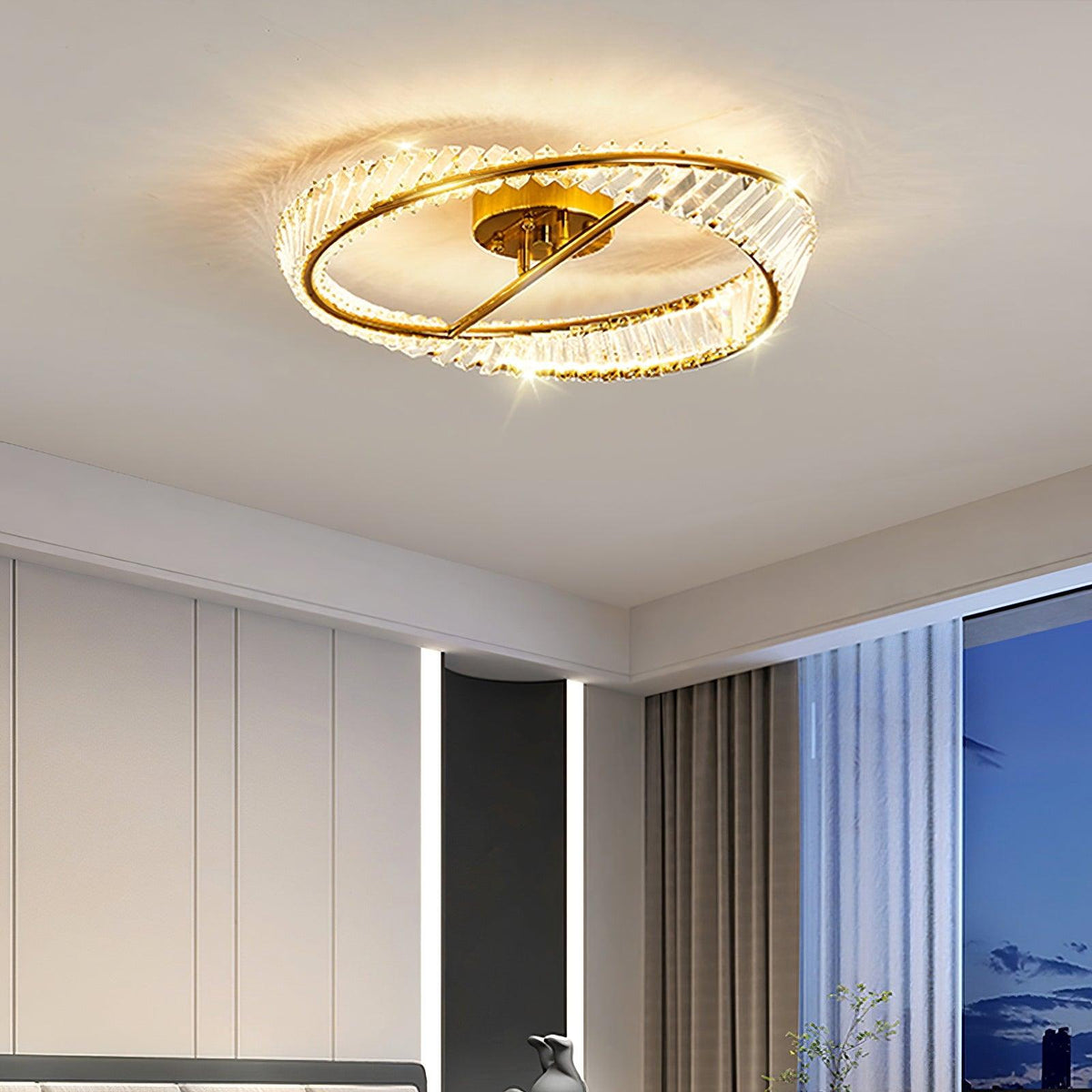 Elyaniella lampada da soffitto Anelli in cristallo Acciaio inox