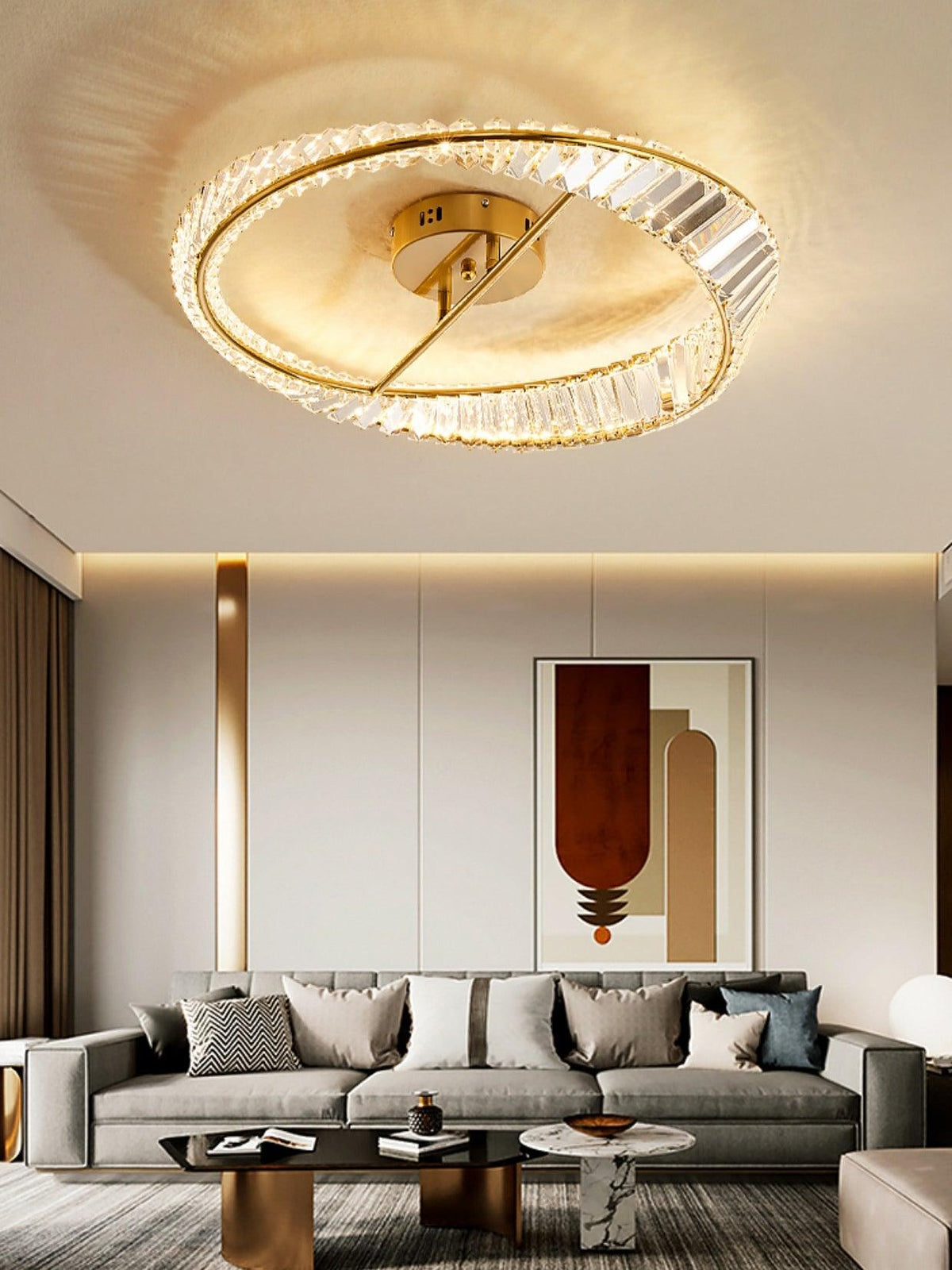 Elyaniella lampada da soffitto Anelli in cristallo Acciaio inox