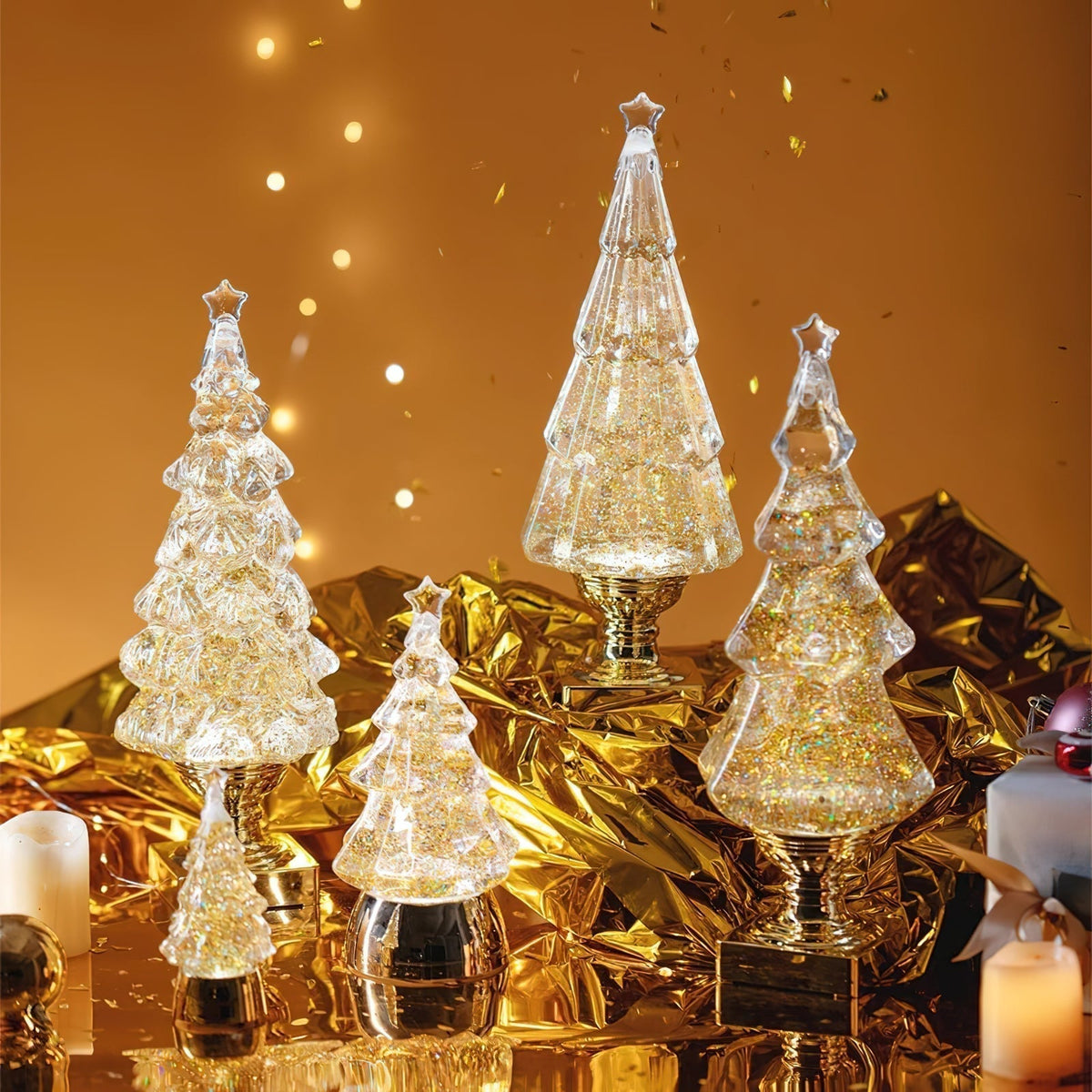 Lampada da tavolo a forma di albero di Natale in cristallo (batteria integrata)