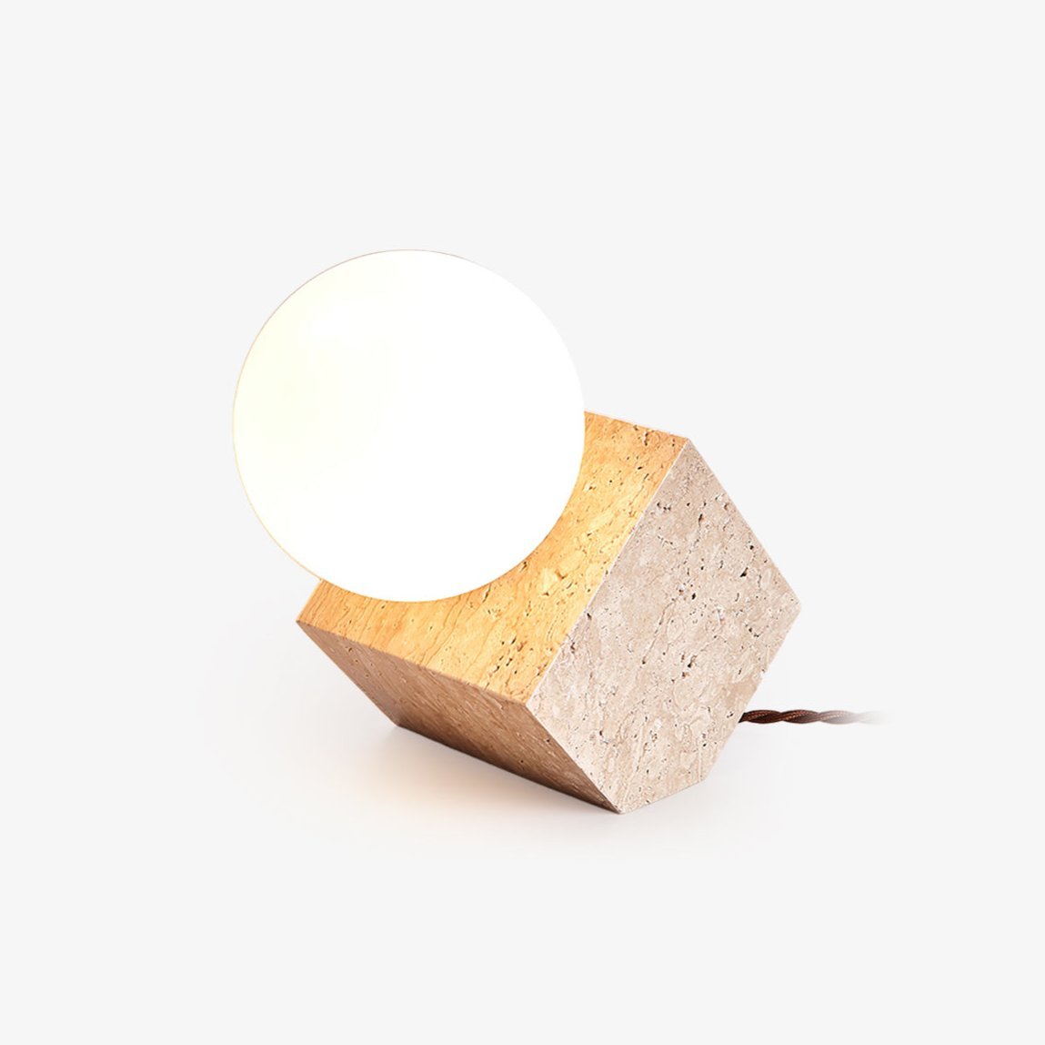 Rolt lampada da tavolo in travertino giallo geometrico