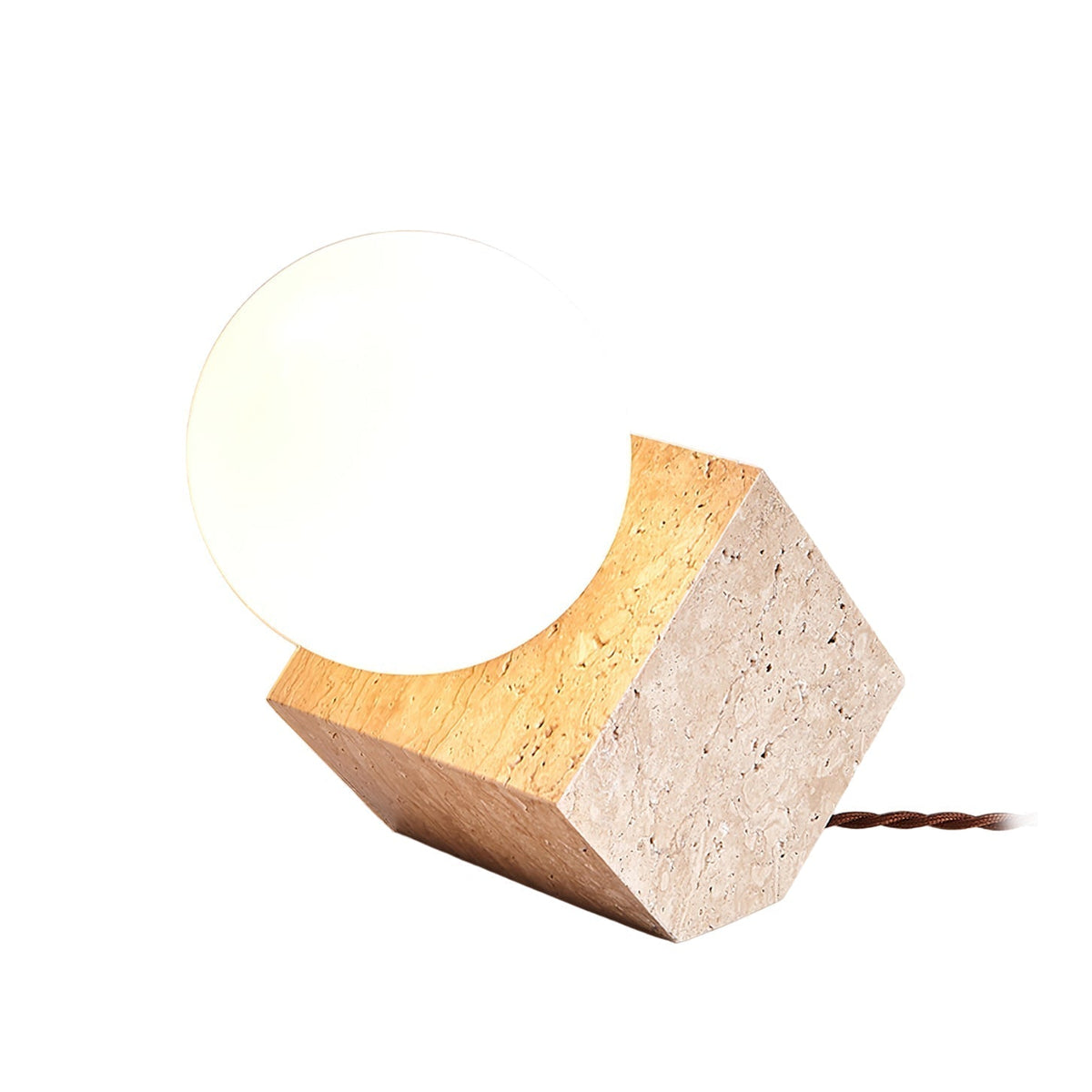 Rolt lampada da tavolo in travertino giallo geometrico