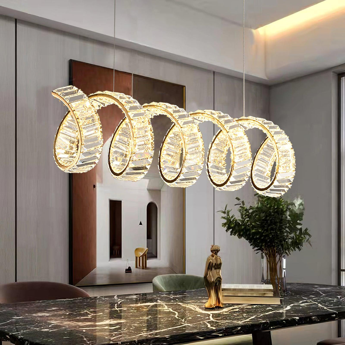 Luxielle lampadario Curvo LED Cristallo Lussuoso