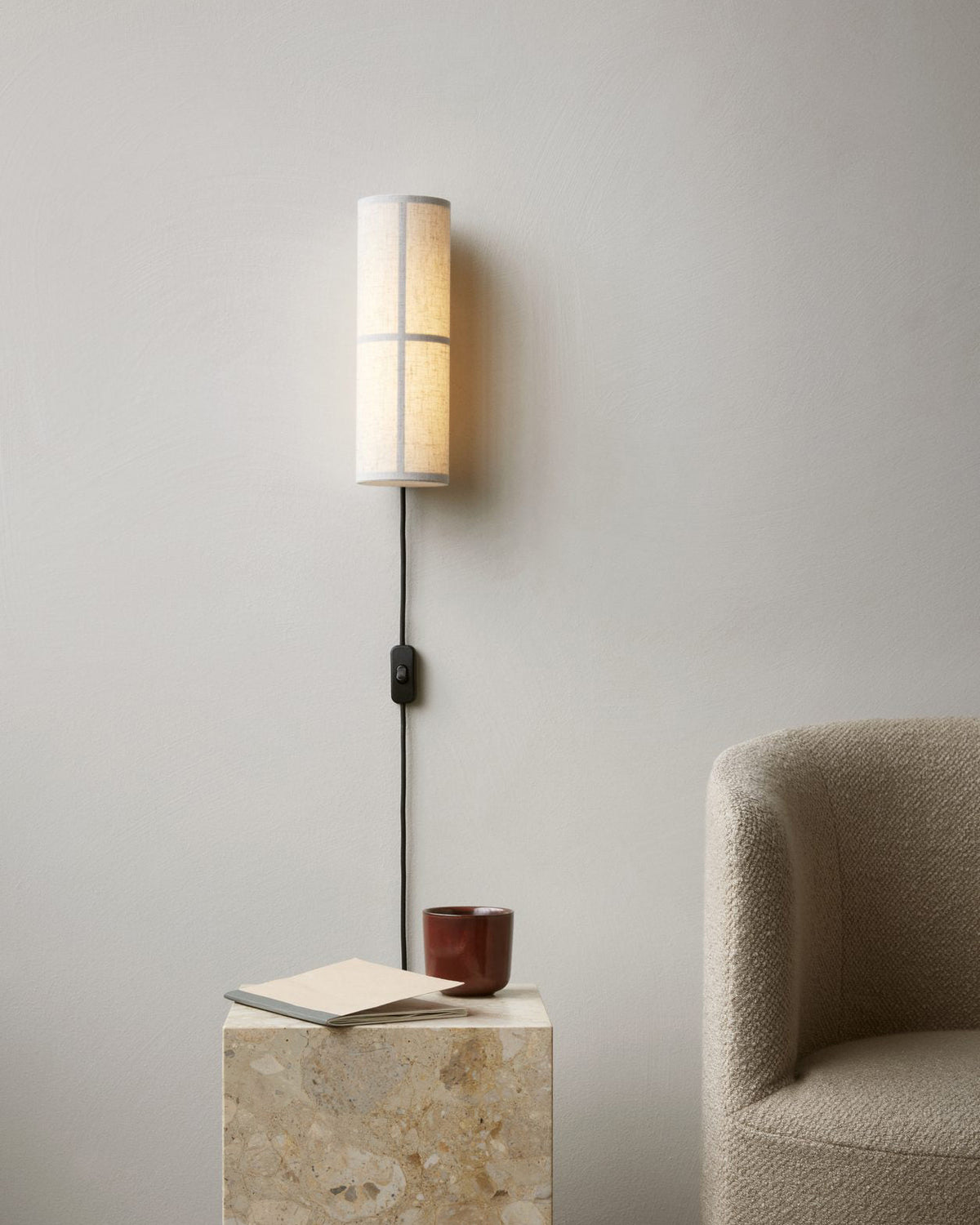 Seraniella lampada da parete Cilindrica in tessuto Art Nordic con spina