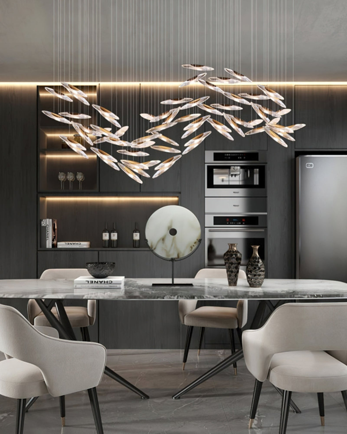 Hylor lampadario Luxury Moonlight Whispers in vetro