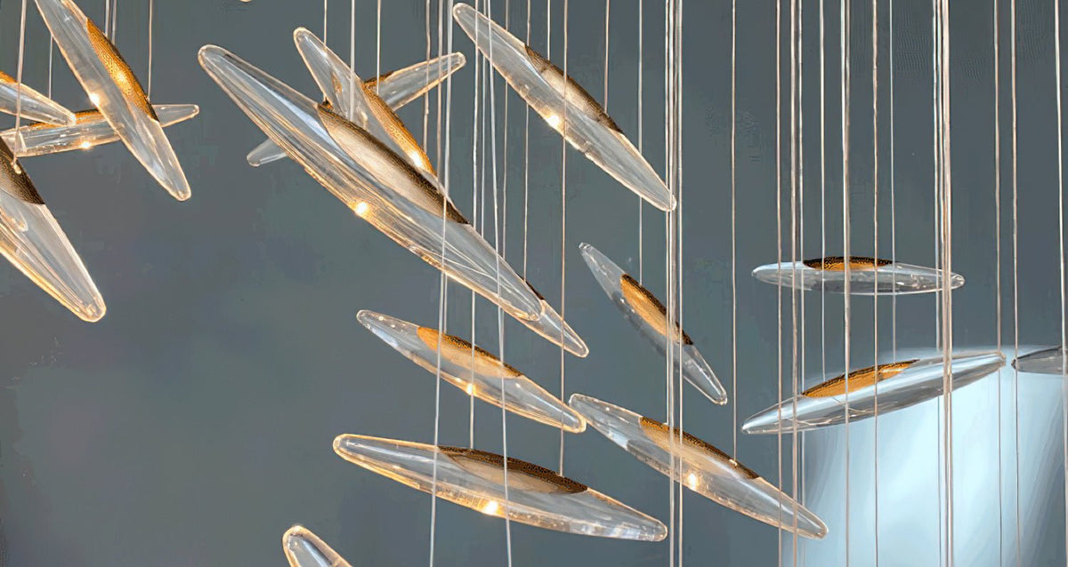 Hylor lampadario Luxury Moonlight Whispers in vetro