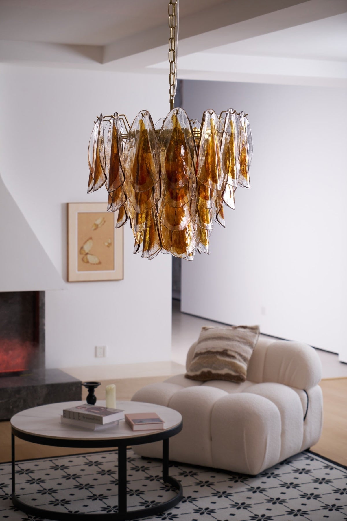 Lioraora lampadario foglia ambra vetro Stratificato Calore organico