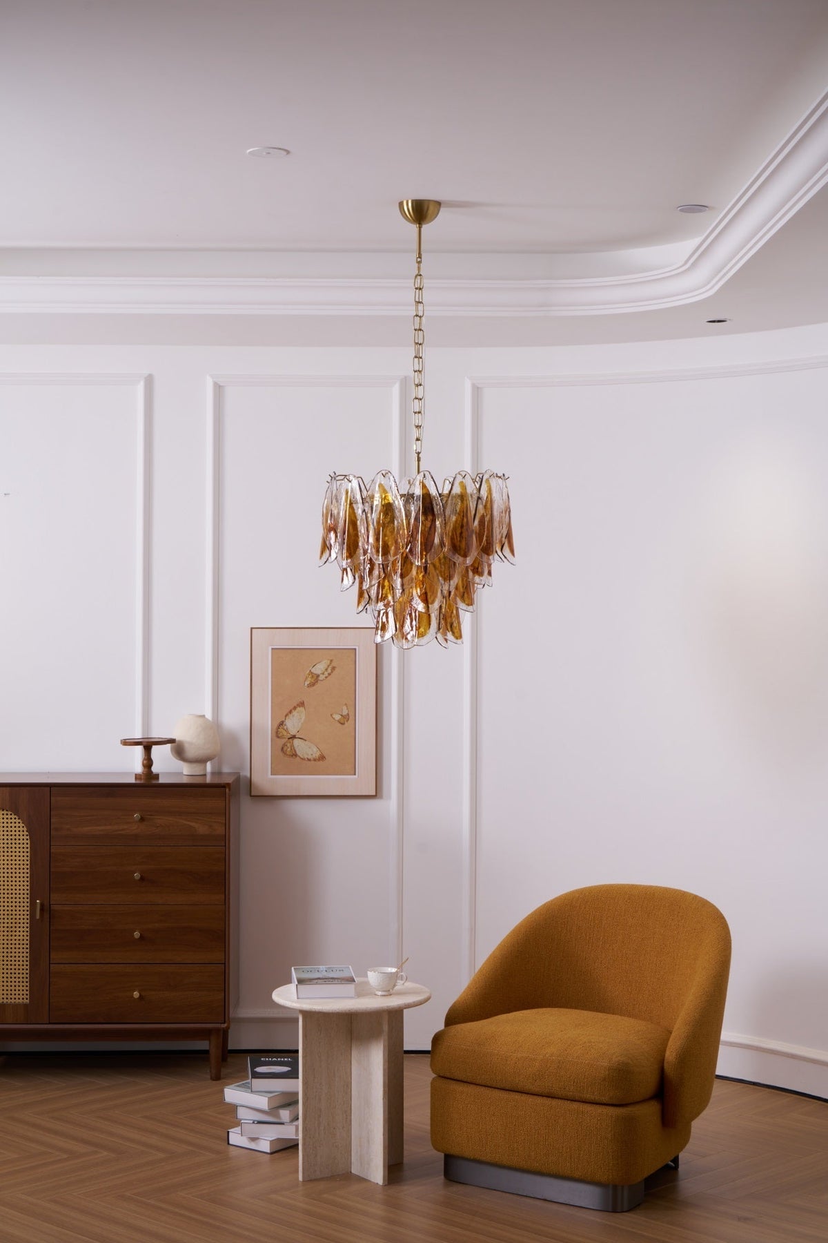 Lioraora lampadario foglia ambra vetro Stratificato Calore organico