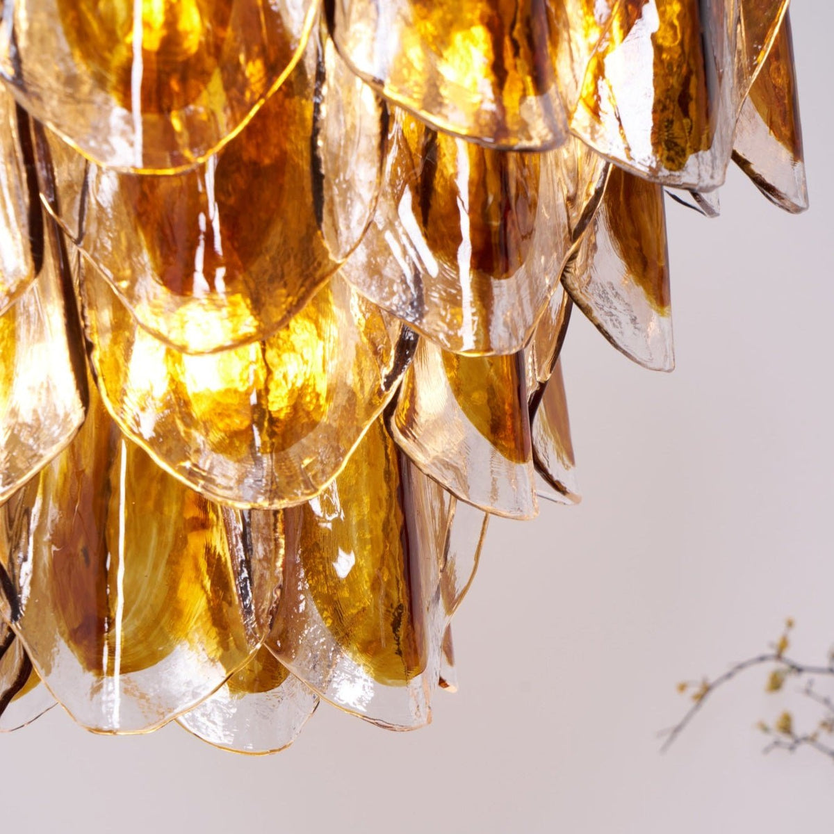 Lioraora lampadario foglia ambra vetro Stratificato Calore organico
