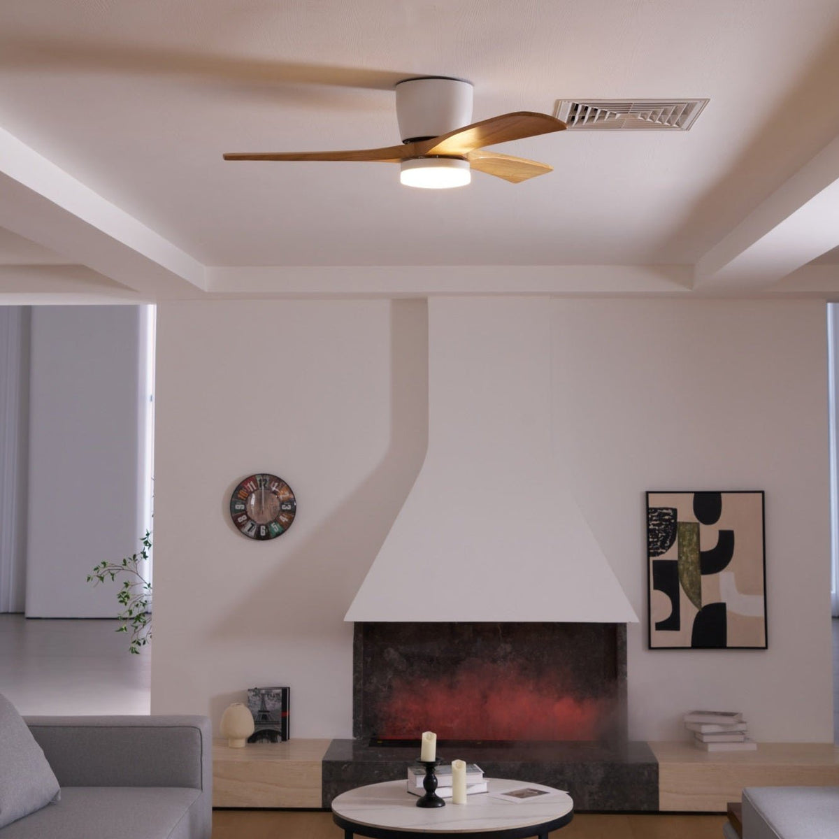 Elena Ventilatore da soffitto con luce in legno moderno