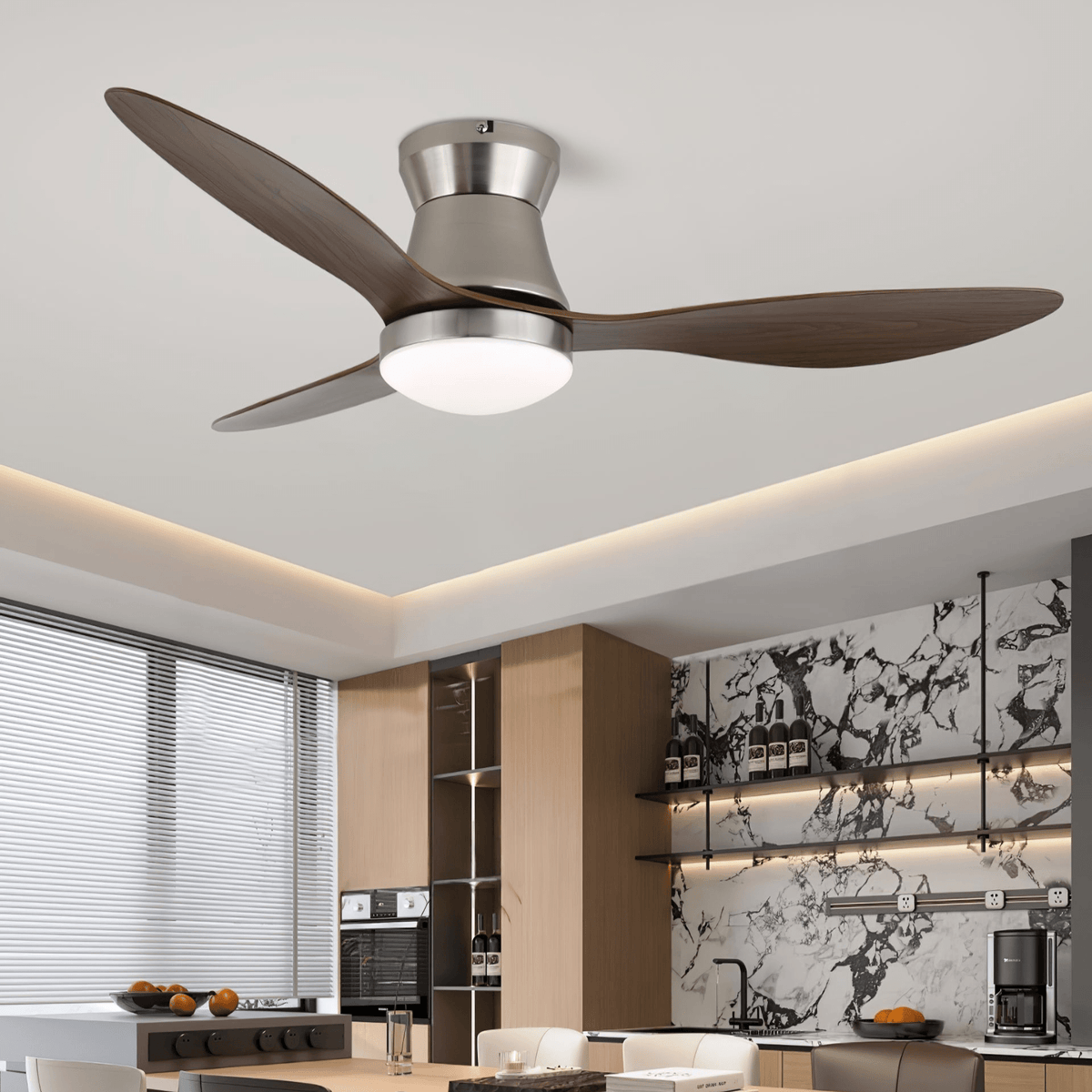 Zerath Ventilatore da soffitto con luce in legno moderno