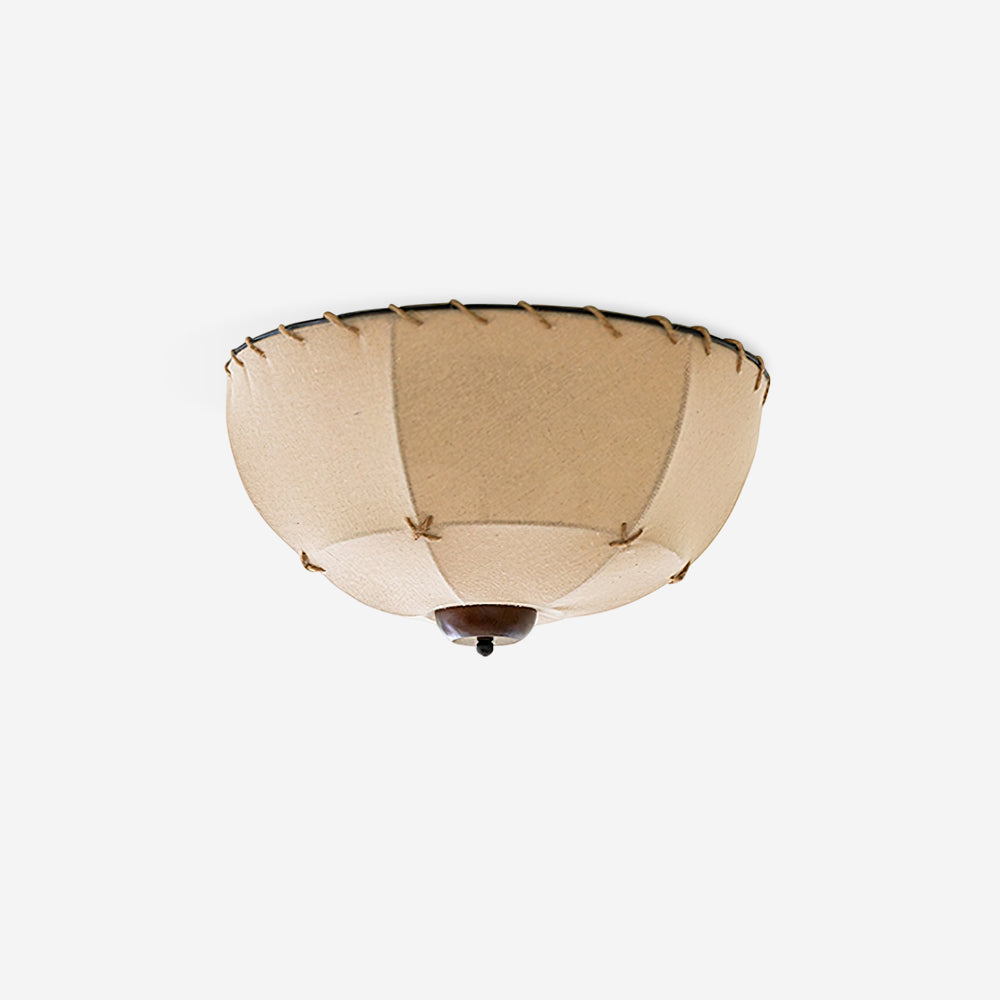 Dome lampada da soffitto in legno e tessuto artigianale rustico