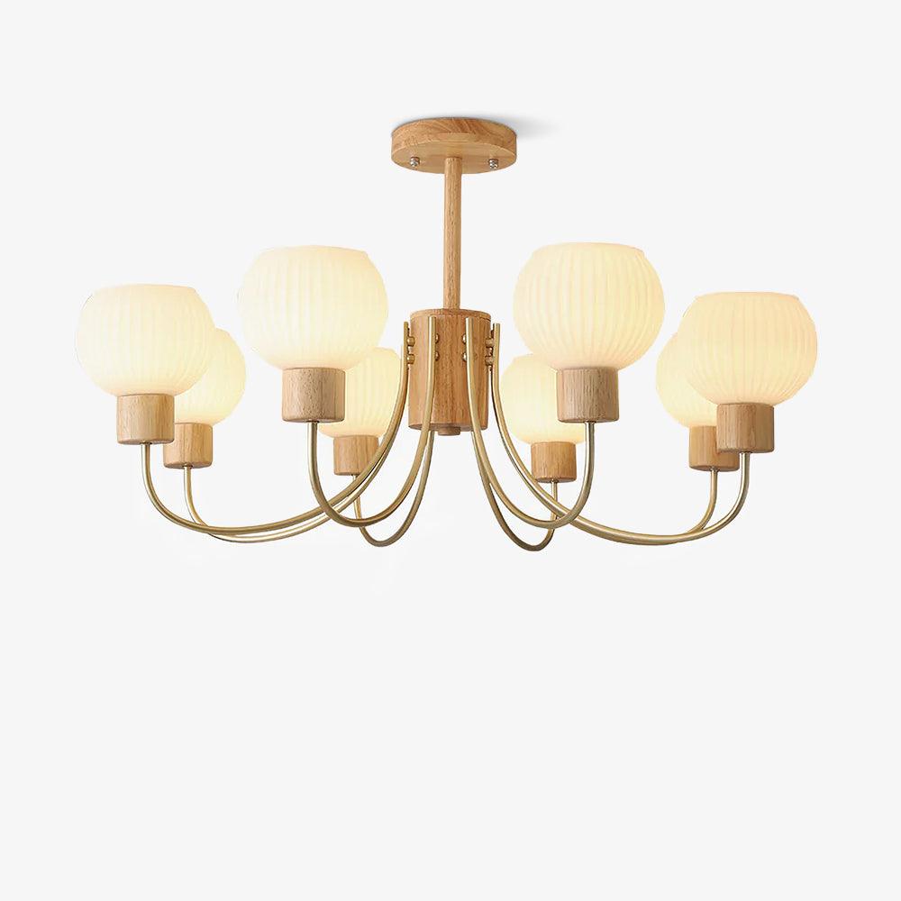 Sylorine lampadario in legno 6 luci Eleganti in vetro