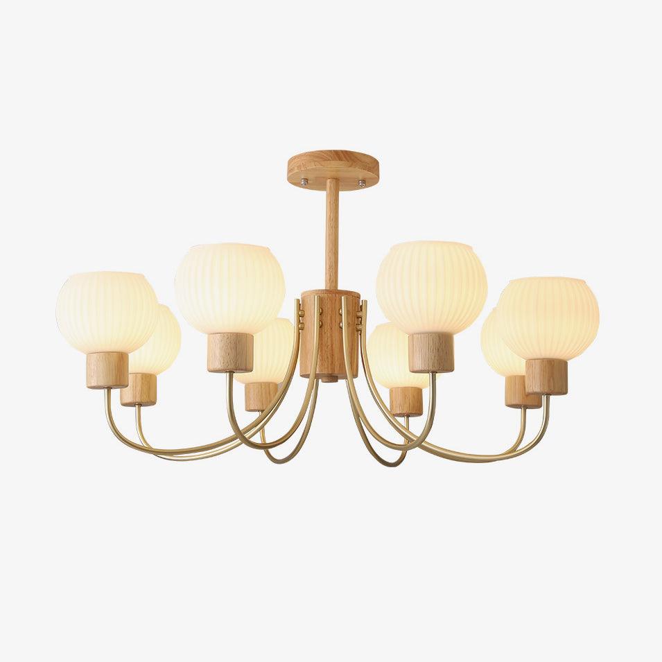 Sylorine lampadario in legno 6 luci Eleganti in vetro