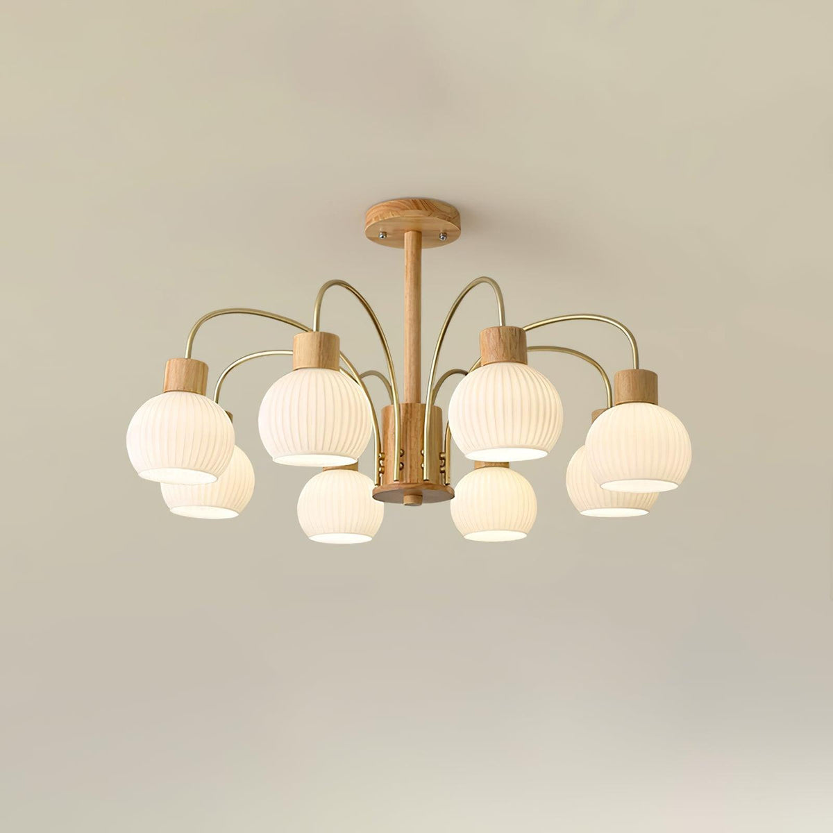 Sylorine lampadario in legno 6 luci Eleganti in vetro