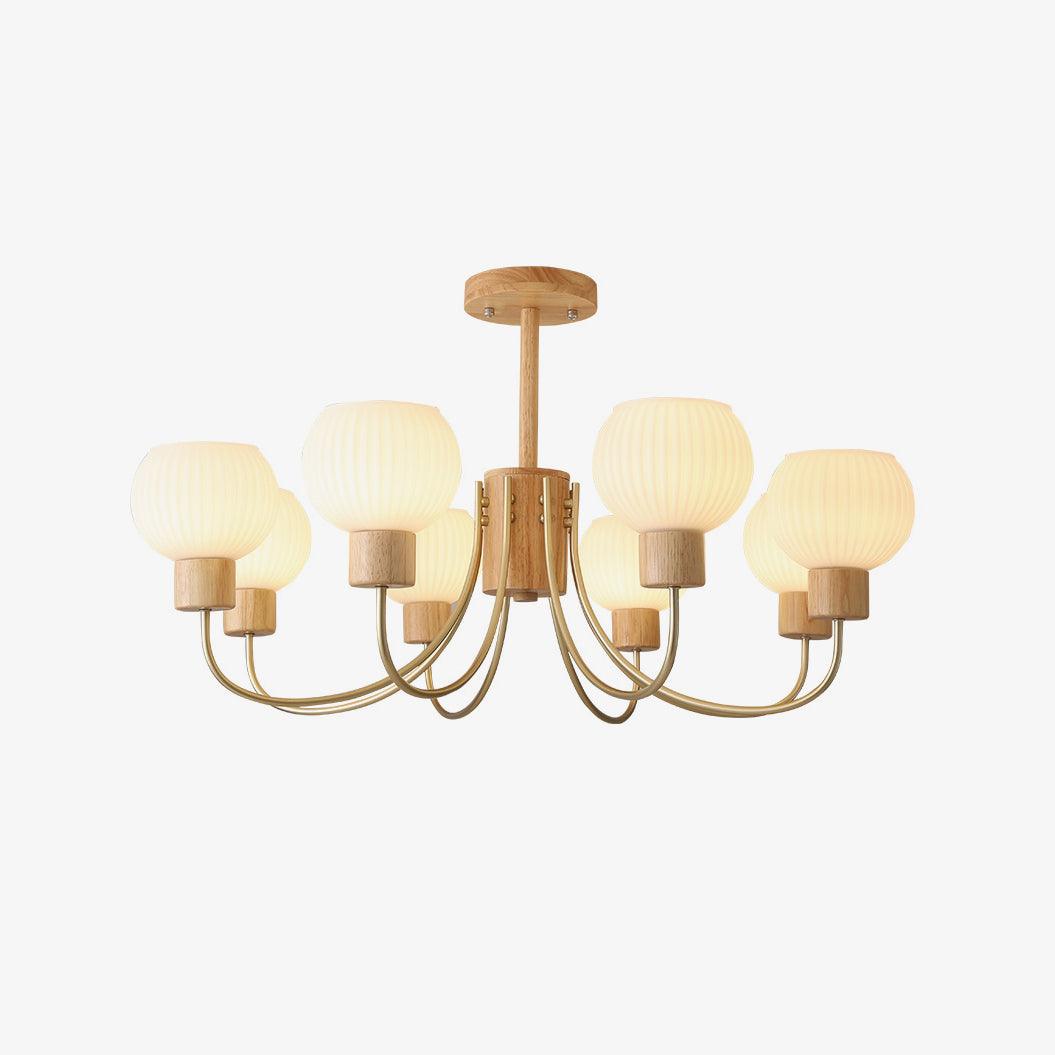 Sylorine lampadario in legno 6 luci Eleganti in vetro