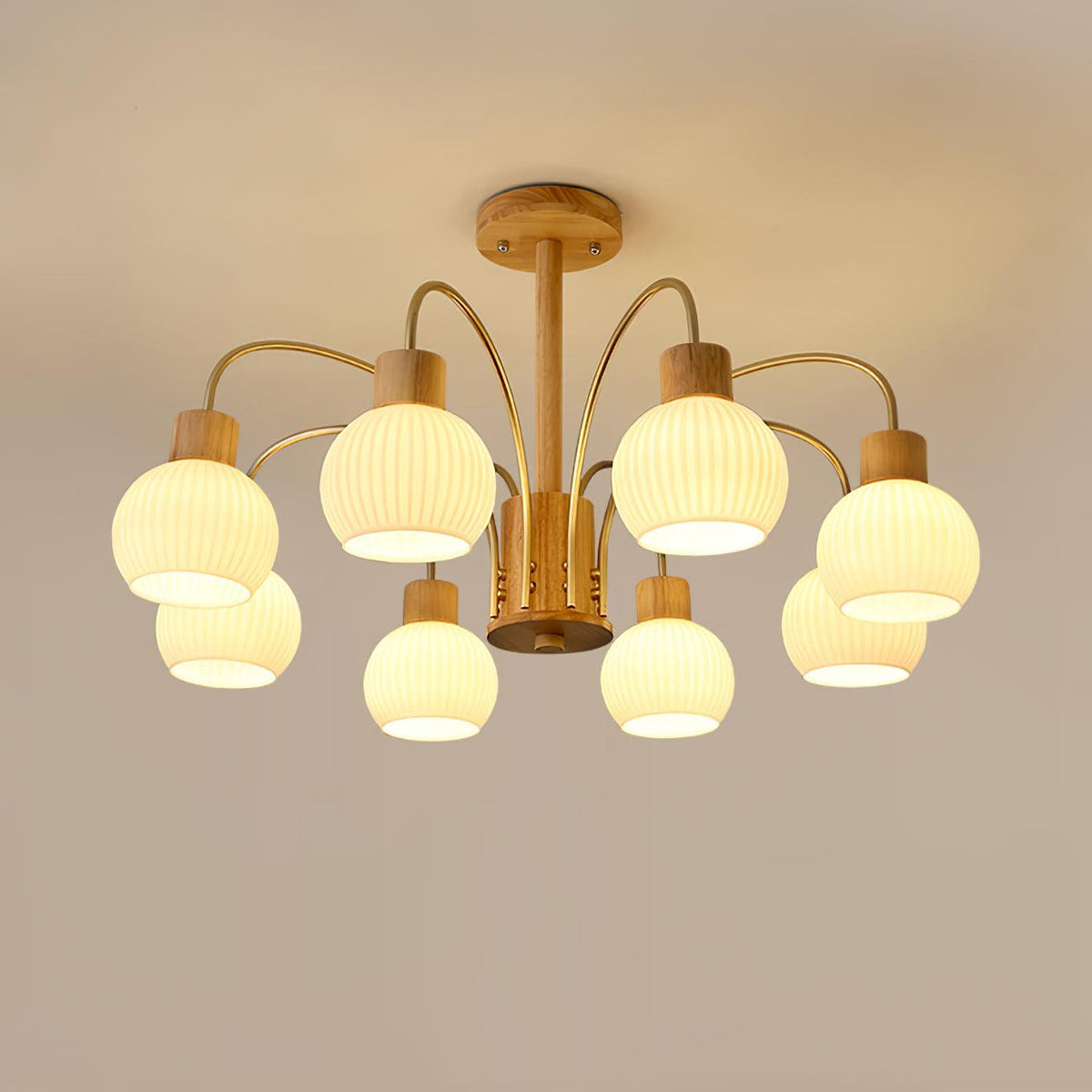Sylorine lampadario in legno 6 luci Eleganti in vetro