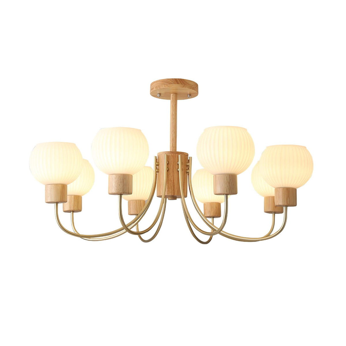 Sylorine lampadario in legno 6 luci Eleganti in vetro