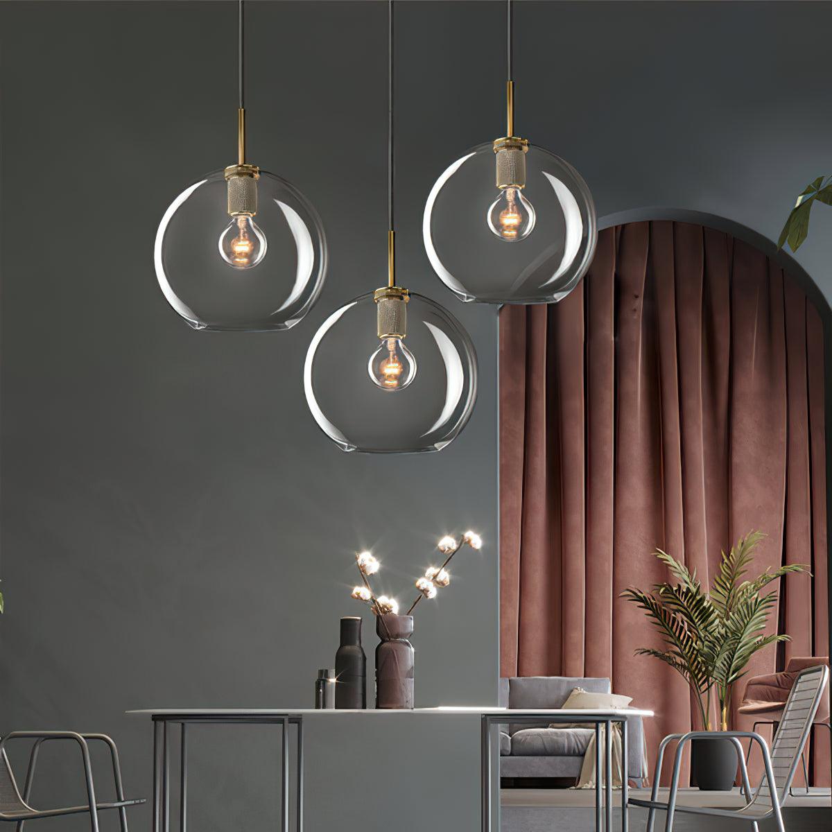 Lampada a sospensione in ottone, design minimalista per sala da pranzo o cucina in metallo