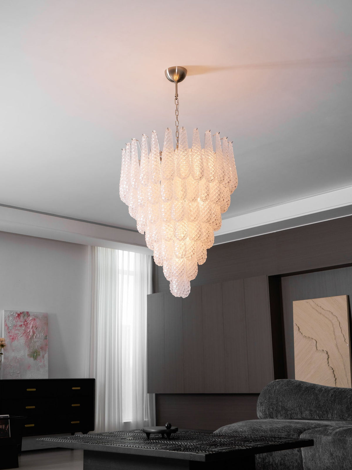 Lioralella lampadario Gocce Trasparenti vetro di Murano Cascata Diamante