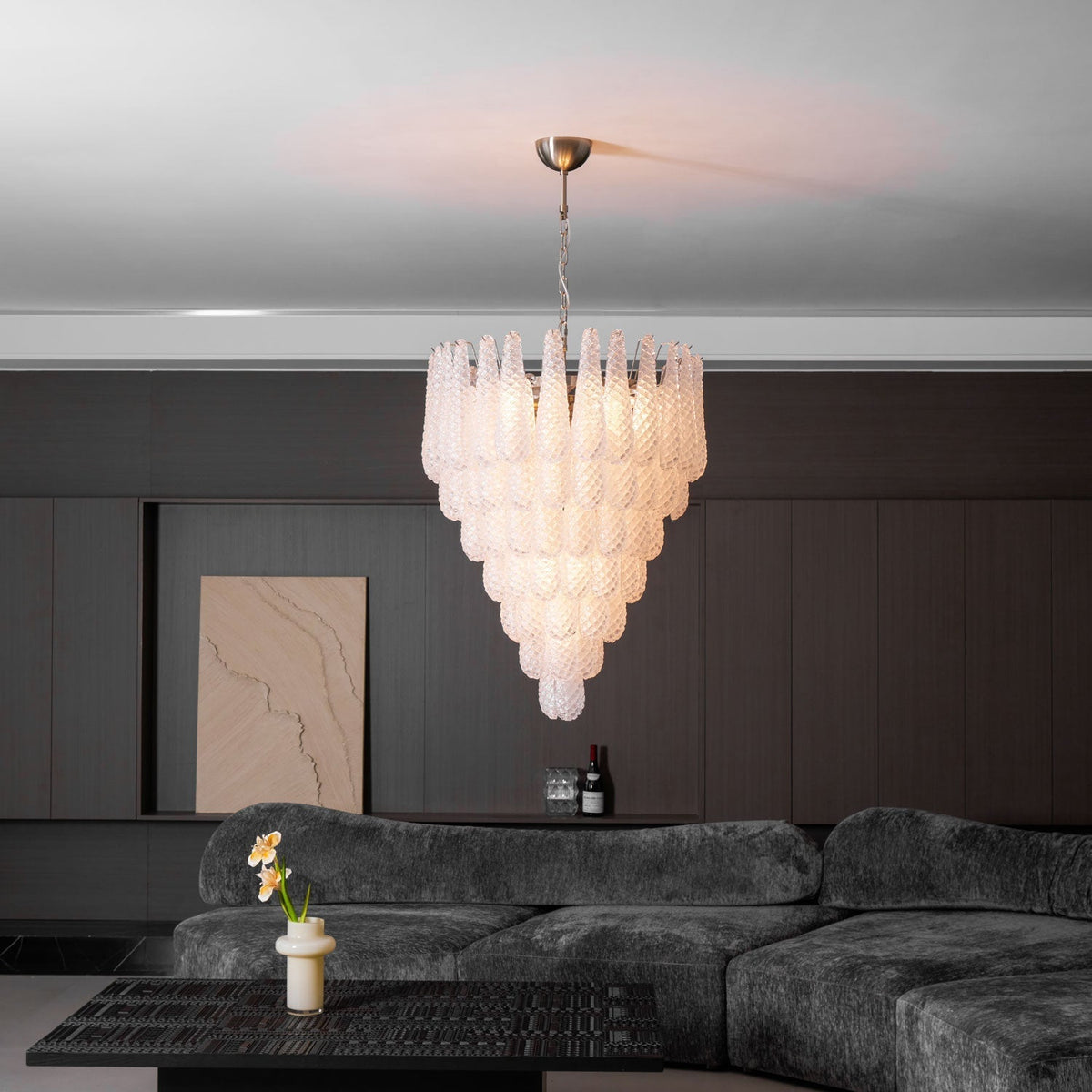 Lioralella lampadario Gocce Trasparenti vetro di Murano Cascata Diamante