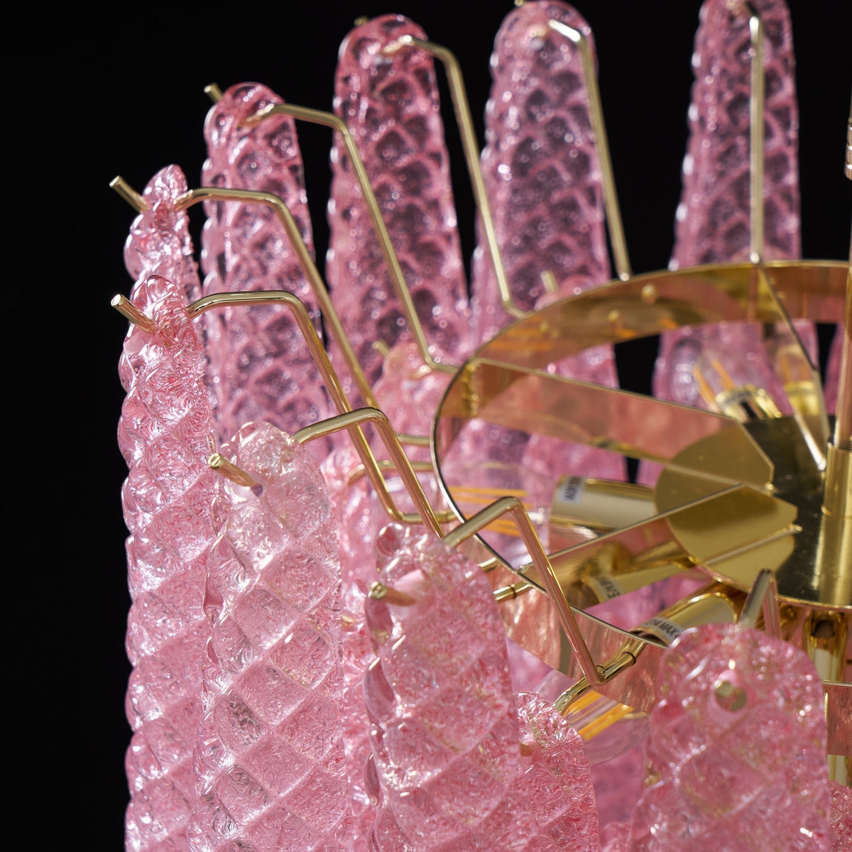 Veliena lampadario Gocce Rosa vetro Murano Motivo Diamante Cascata