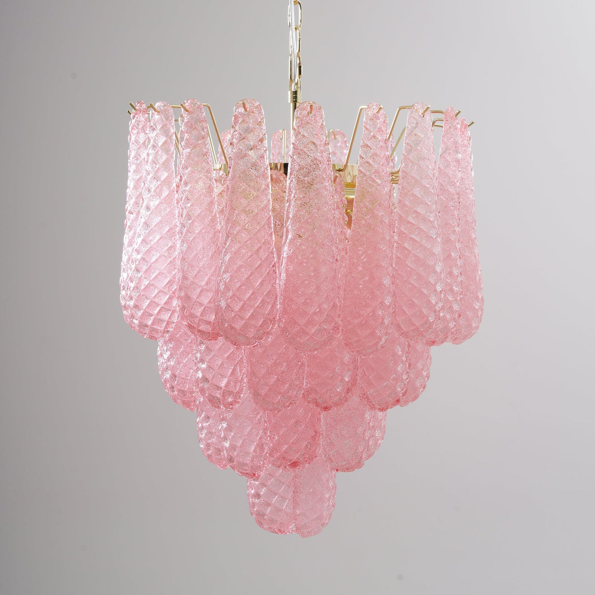 Veliena lampadario Gocce Rosa vetro Murano Motivo Diamante Cascata