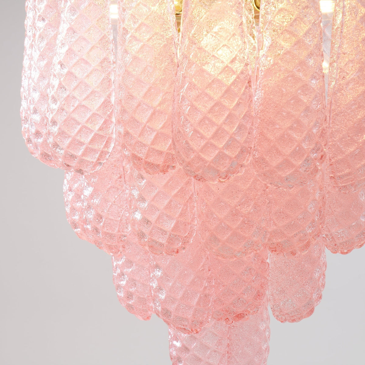 Veliena lampadario Gocce Rosa vetro Murano Motivo Diamante Cascata