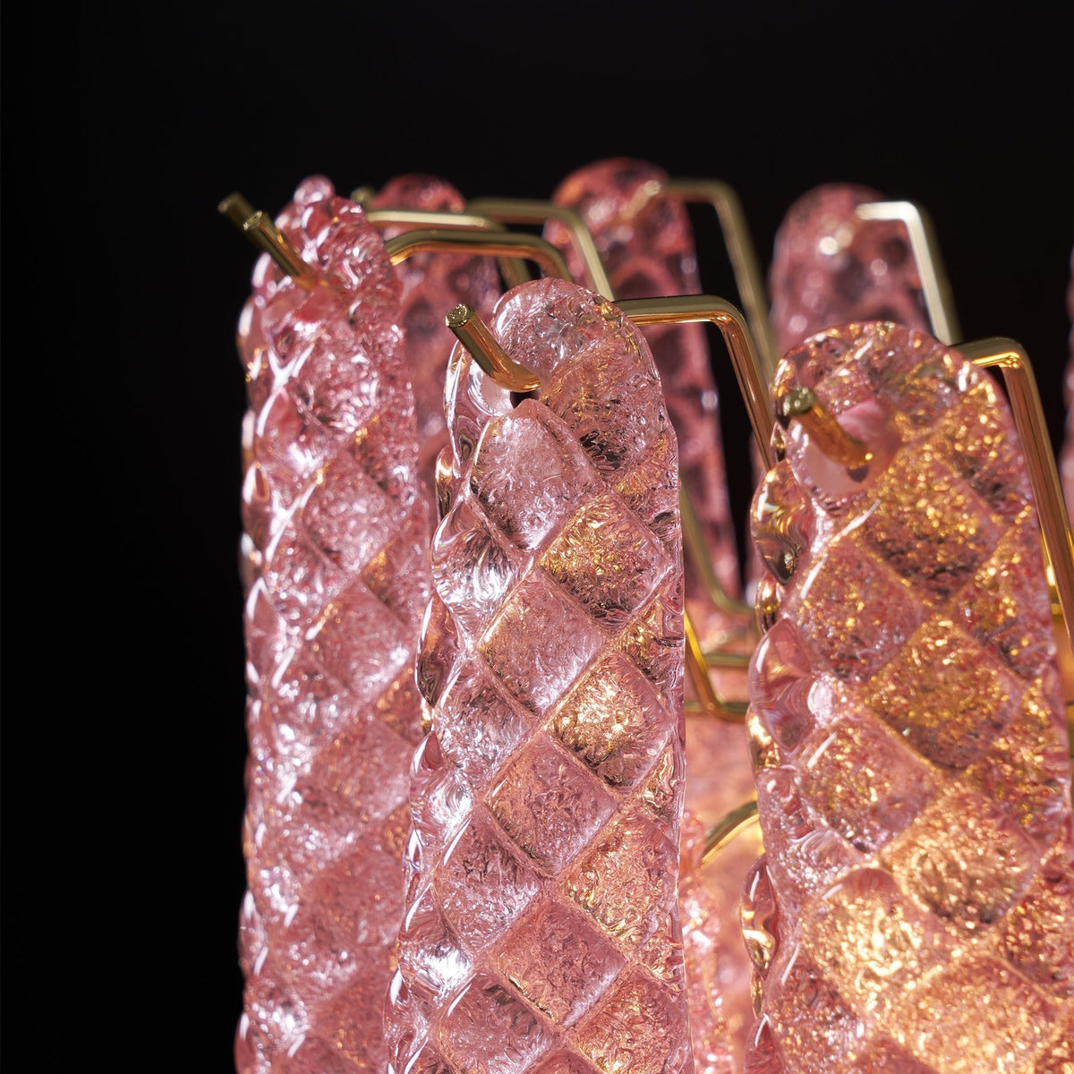 Veliena lampadario Gocce Rosa vetro Murano Motivo Diamante Cascata