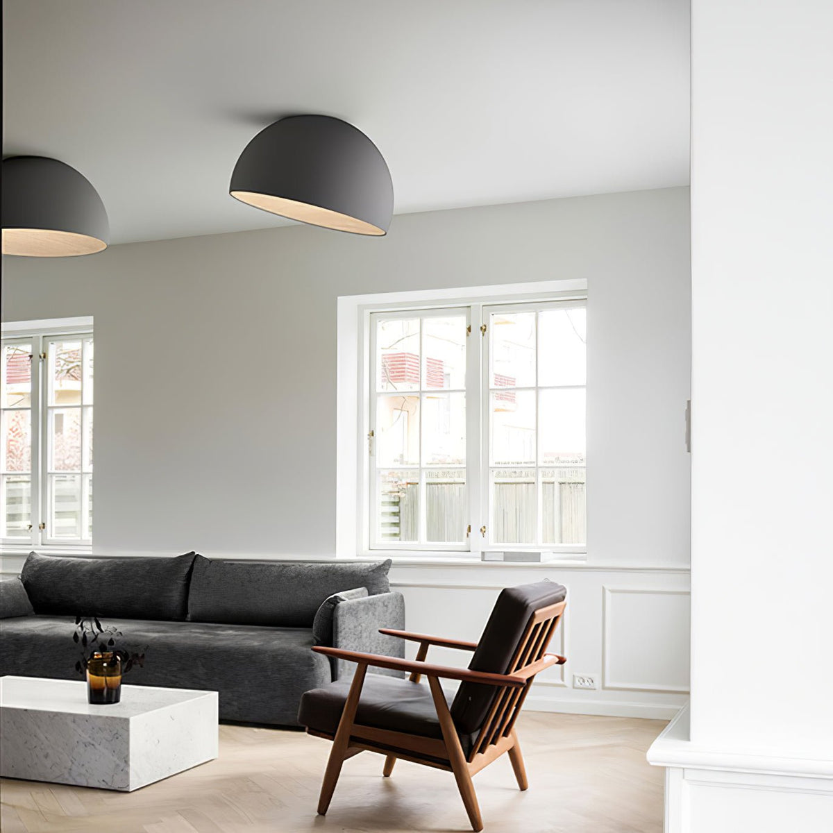 Coda lampada da soffitto a cupola in legno minimalista