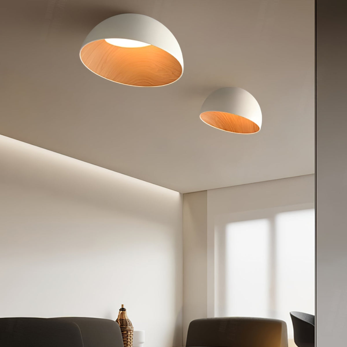 Coda lampada da soffitto a cupola in legno minimalista