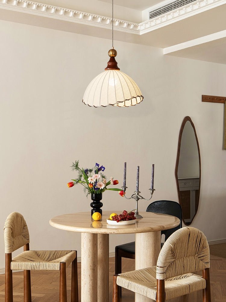 Earian lampada a sospensione elegante in legno e tessuto
