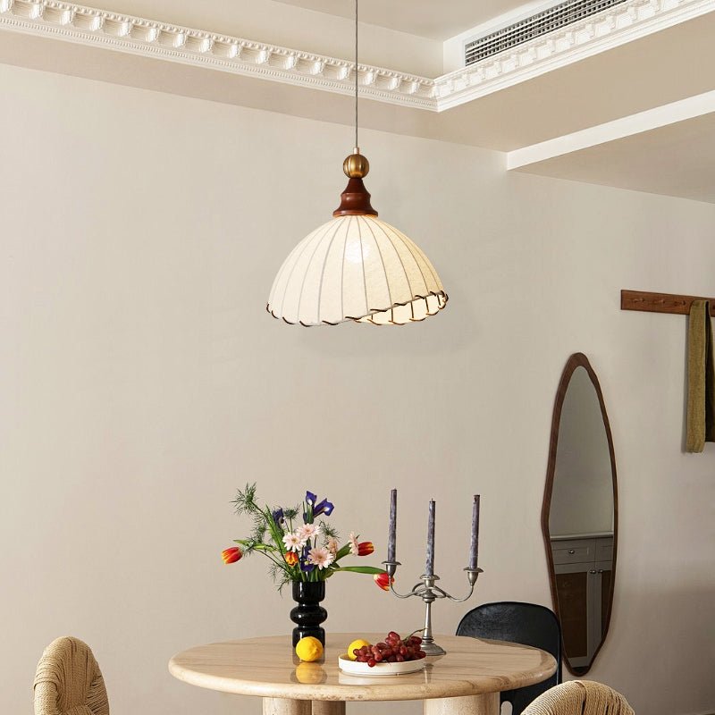 Earian lampada a sospensione elegante in legno e tessuto