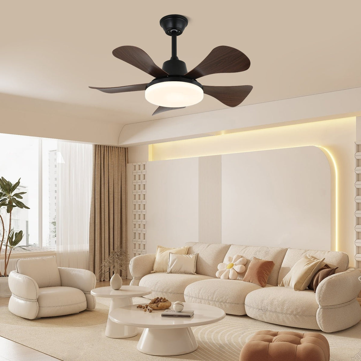 Aveline Ventilatore da soffitto con luce in legno
