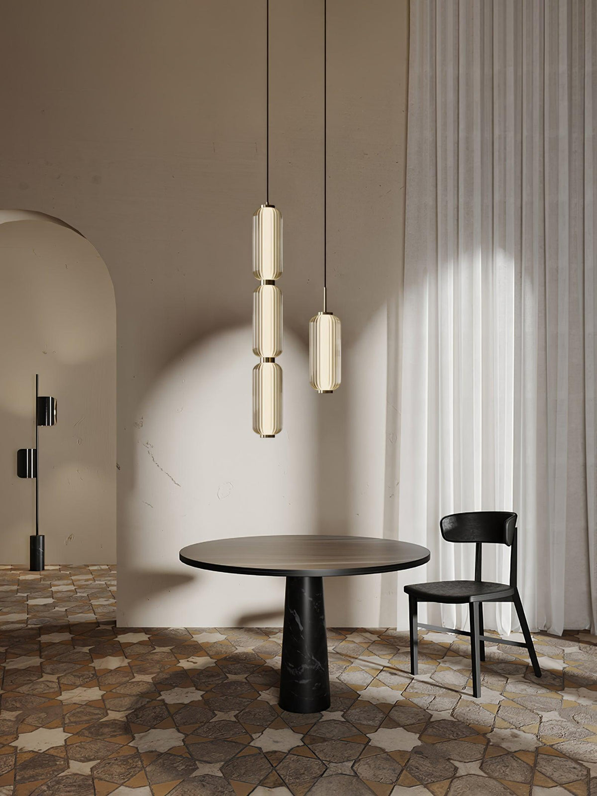 Cylindra lampada a sospensione in vetro moderna
