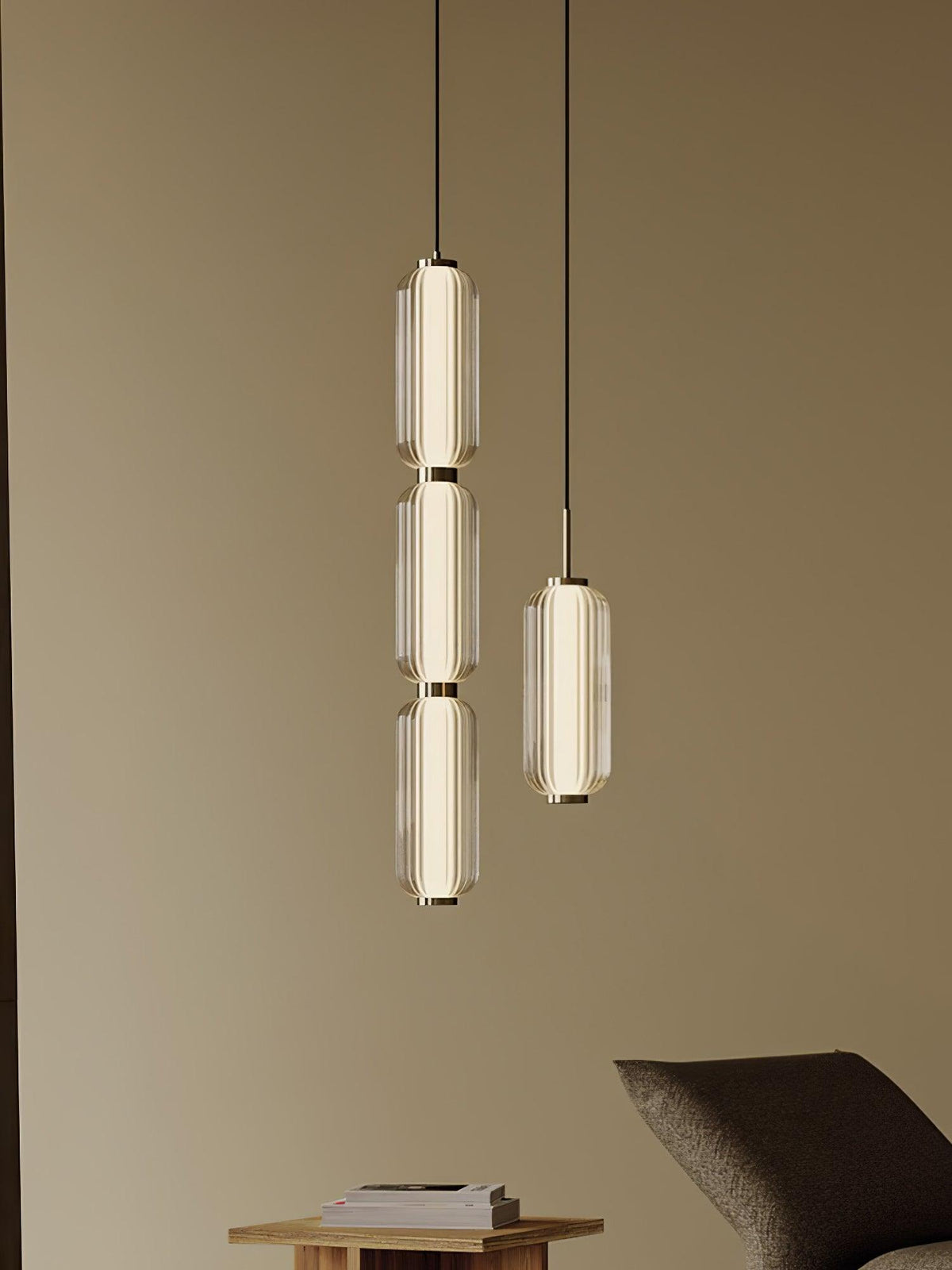 Cylindra lampada a sospensione in vetro moderna
