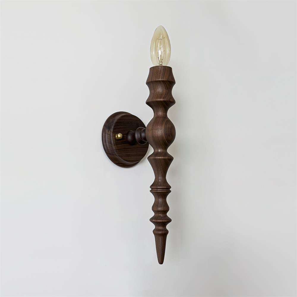 Lampada da parete moderna vintage corpo in legno finiture multiple in legno