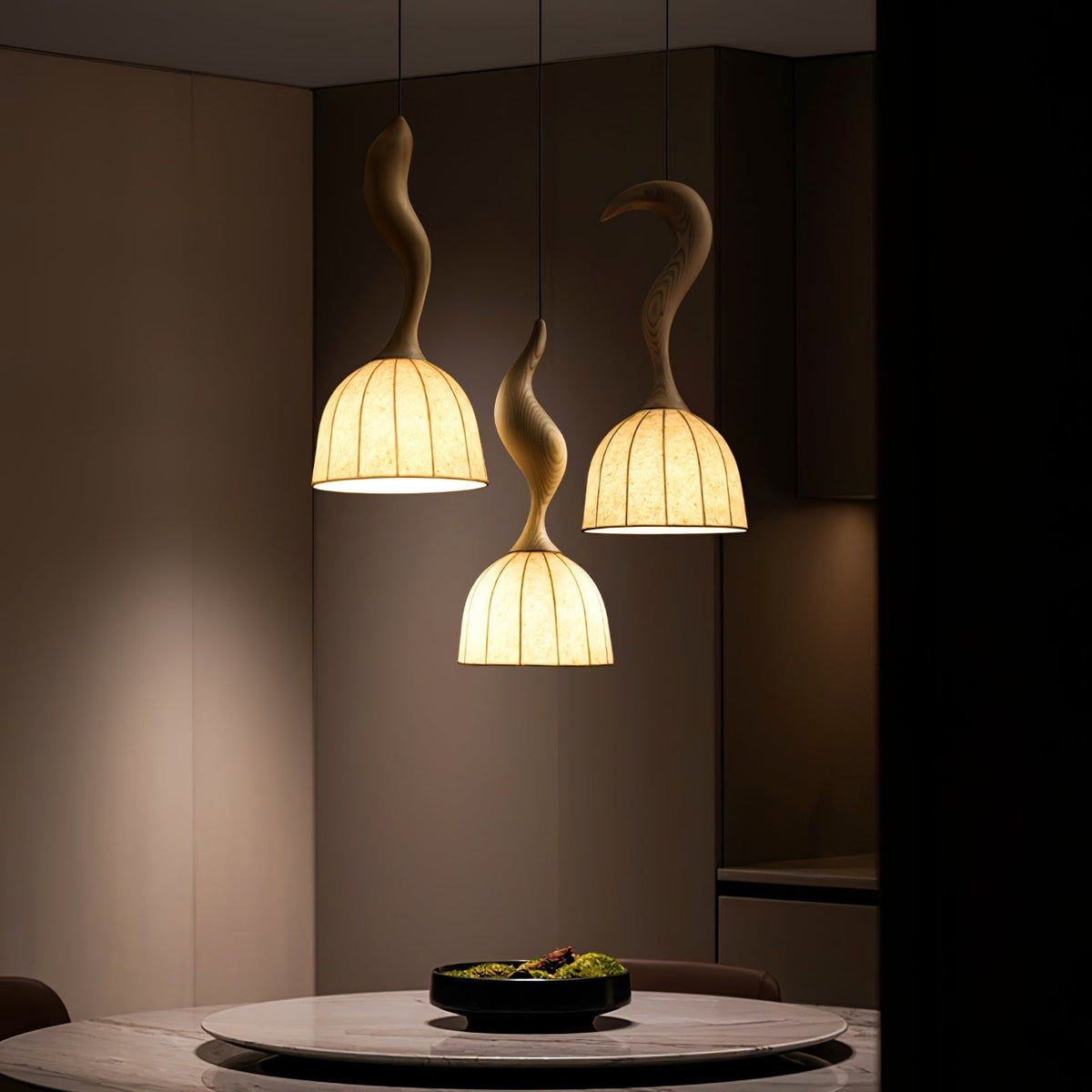 Colire Creativity lampada a sospensione in legno intrecciato