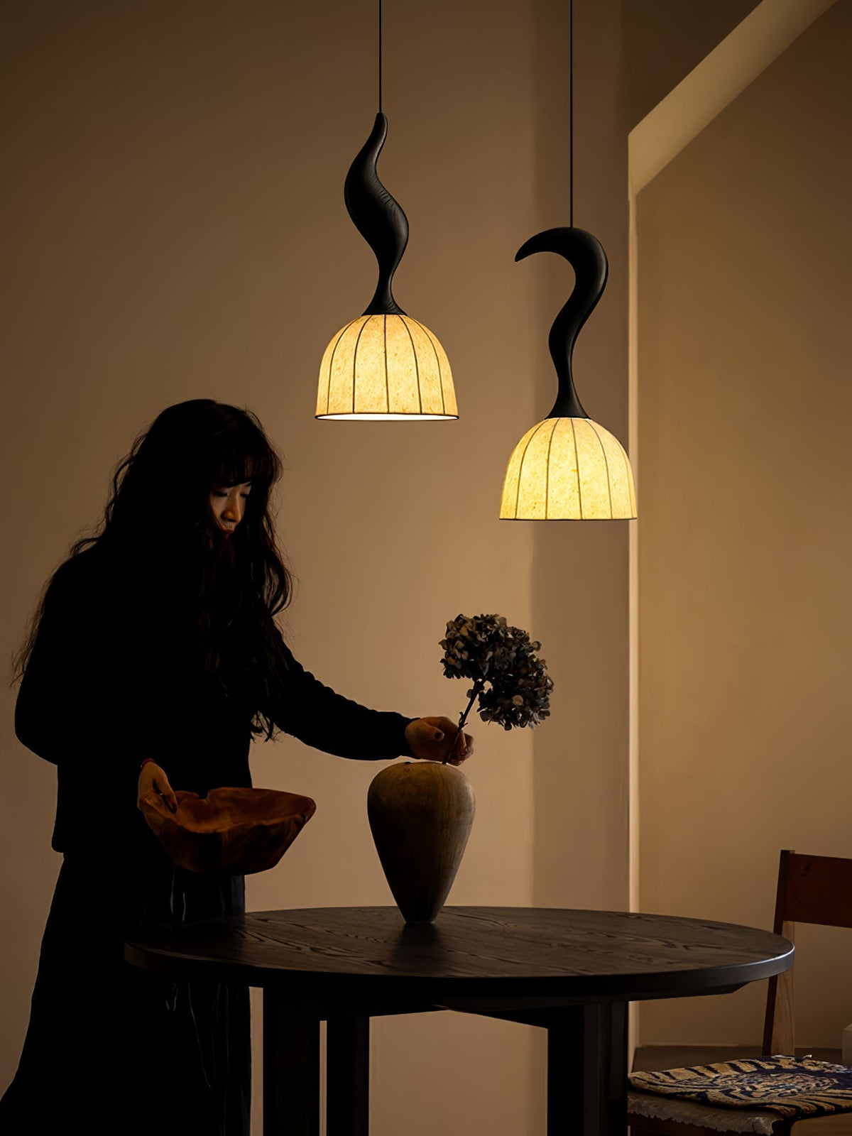 Colire Creativity lampada a sospensione in legno intrecciato